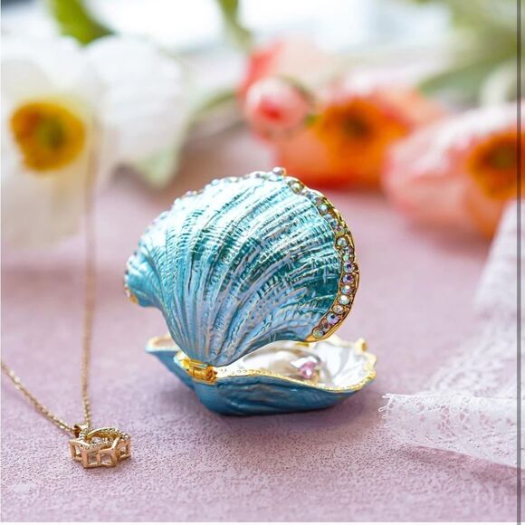 Seashell Trinket Ring Box Dish - Picture 1 of 6